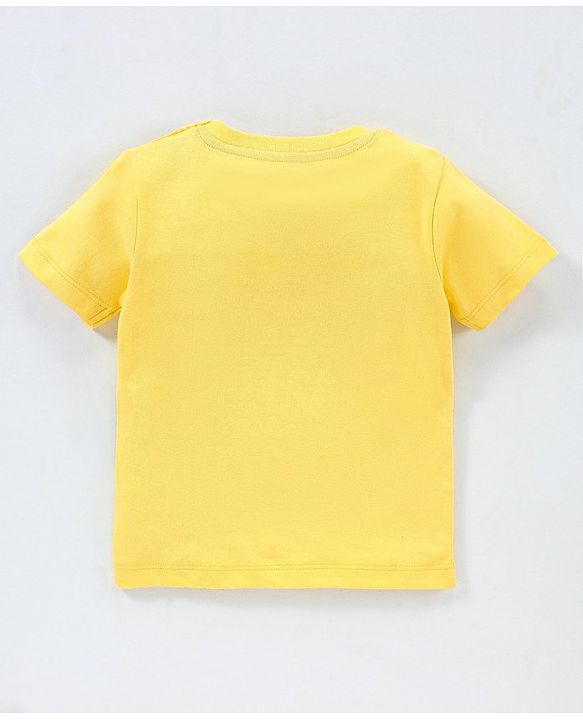 Babyhug Cotton Knit Half Sleeves Dino Printed T-Shirt - Yellow