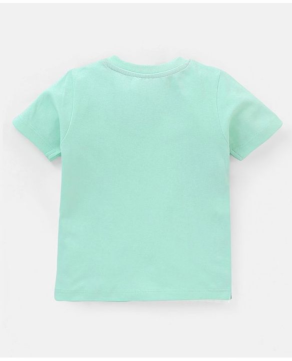 Babyhug Cotton Knit Half Sleeves T-Shirt Lion Print - Green