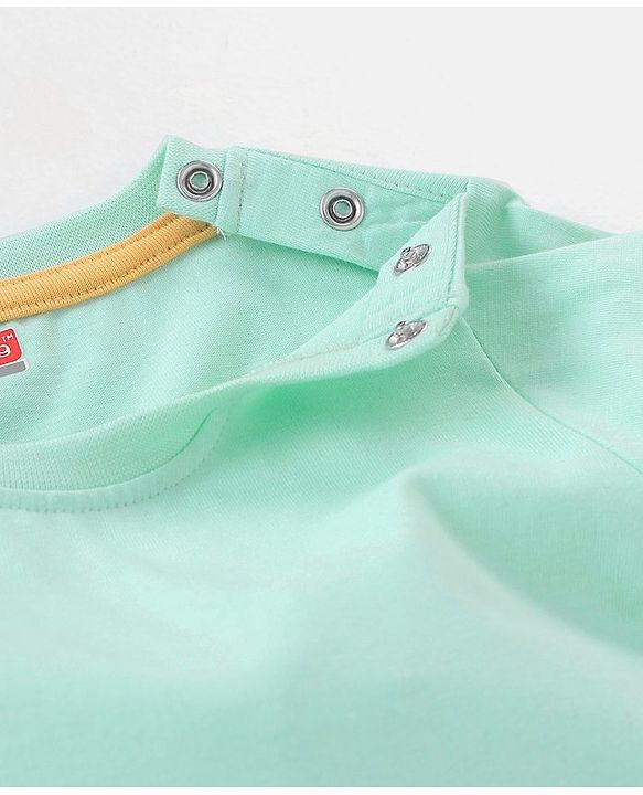 Babyhug Cotton Knit Half Sleeves T-Shirt Lion Print - Green