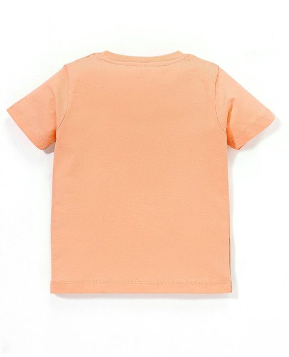 Babyhug Cotton Jersey Half Sleeves T-Shirt Lion Printed - Peach