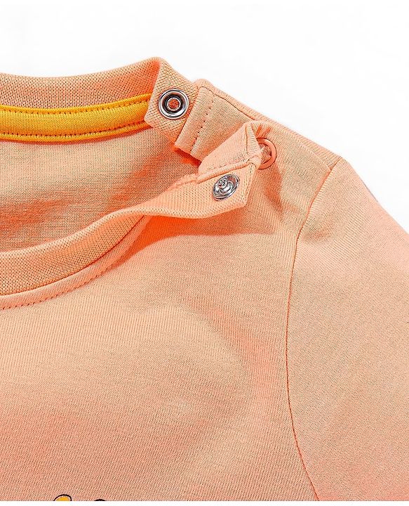 Babyhug Cotton Jersey Half Sleeves T-Shirt Lion Printed - Peach