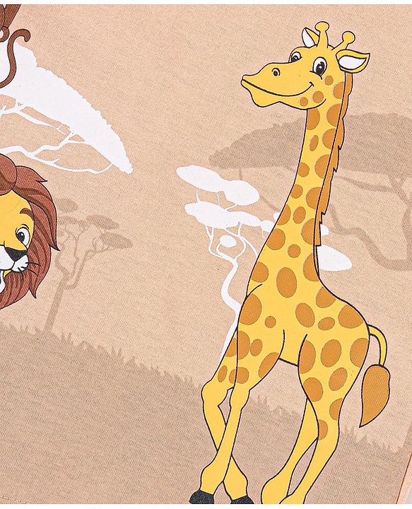 Babyhug Cotton Jersey Half Sleeves T-Shirt Lion Printed - Peach