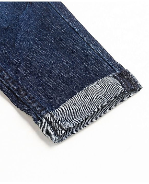 Babyhug Cotton Washed Denim Solid Full Length Jeans With Suspender  Fly With Zipper -  Blue