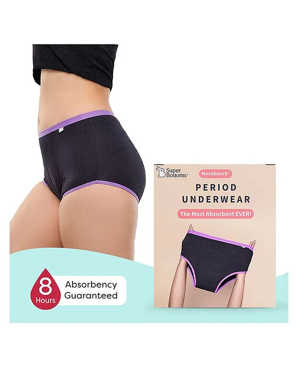 SuperBottoms Maxabsorb Stain Proof Most Absorbent Period Panty - Black  [+info]