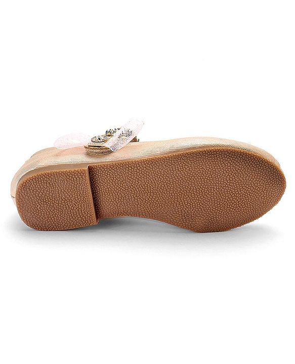 Cute Walk By Babyhug Velcro Closure Bellies With Pearl Applique - Golden