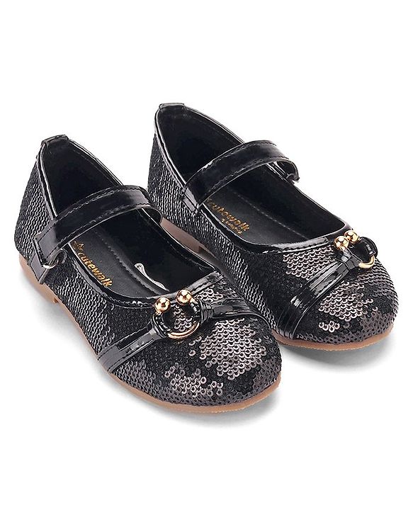 Cute Walk By Babyhug Buckle Closure Bellies With Sequin Detailing - Black