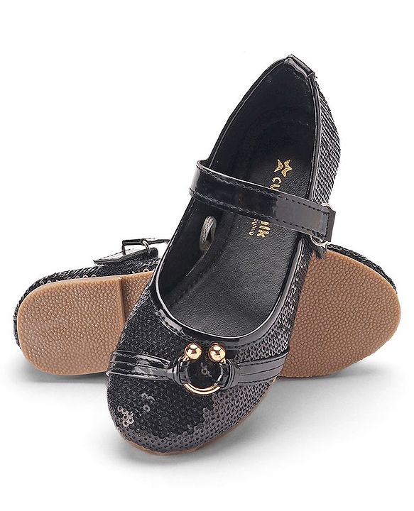 Cute Walk By Babyhug Buckle Closure Bellies With Sequin Detailing - Black