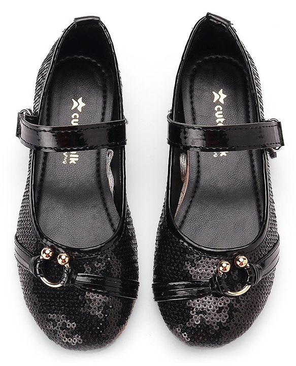 Cute Walk By Babyhug Buckle Closure Bellies With Sequin Detailing - Black