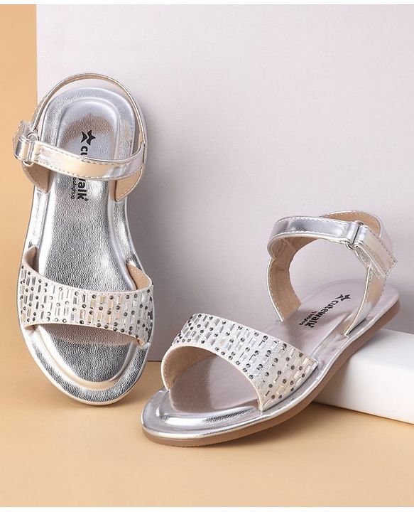 Cute Walk by Babyhug Shimmer Sandals With Velcro Closure - Silver