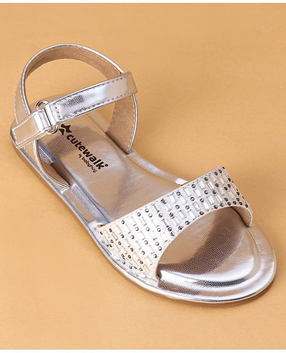 Cute Walk by Babyhug Shimmer Sandals With Velcro Closure - Silver