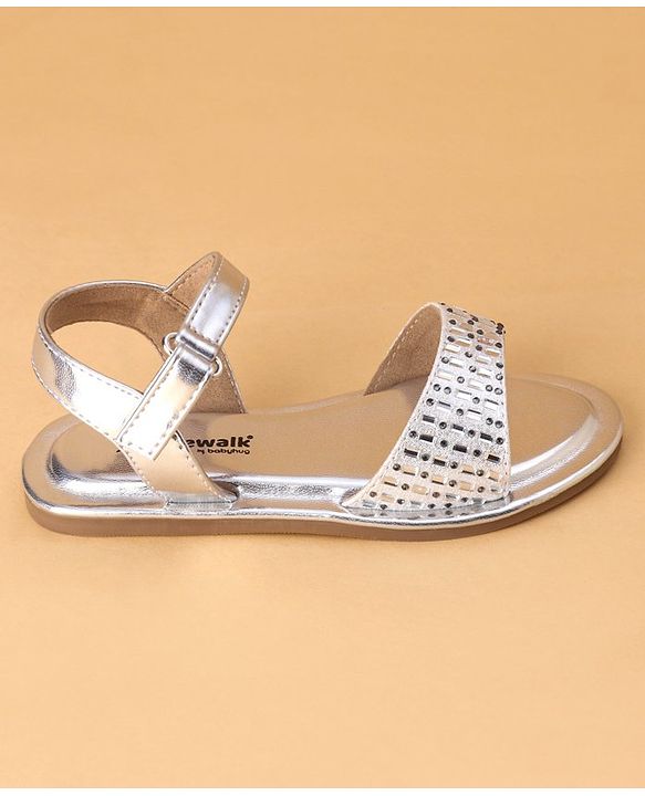 Cute Walk by Babyhug Shimmer Sandals With Velcro Closure - Silver