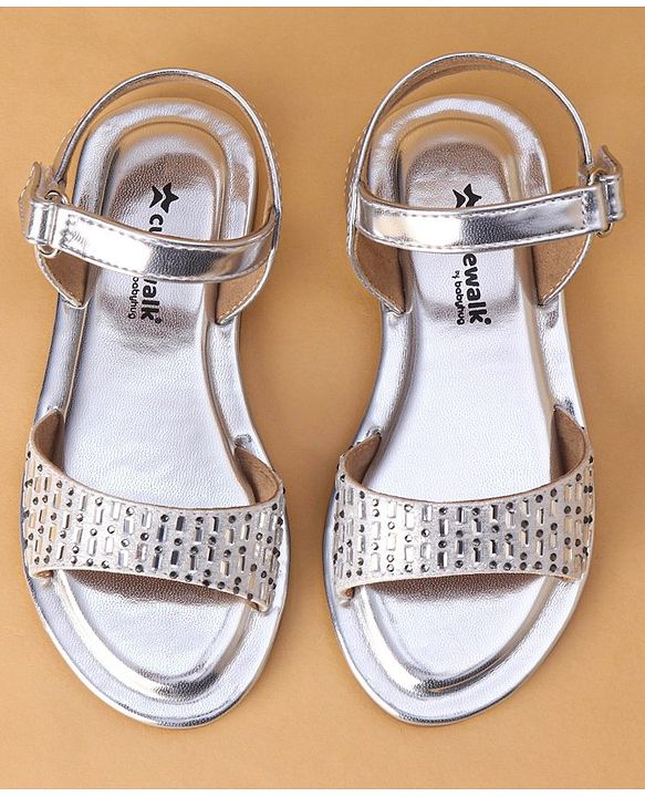 Cute Walk by Babyhug Shimmer Sandals With Velcro Closure - Silver