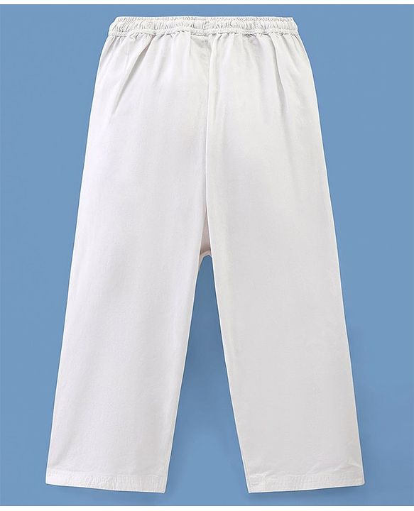 Pine Active Cotton Full Sleeves Solid Colour Karate Dress - White