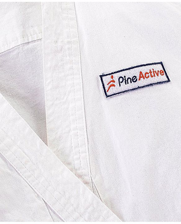 Pine Active Cotton Full Sleeves Solid Colour Karate Dress - White