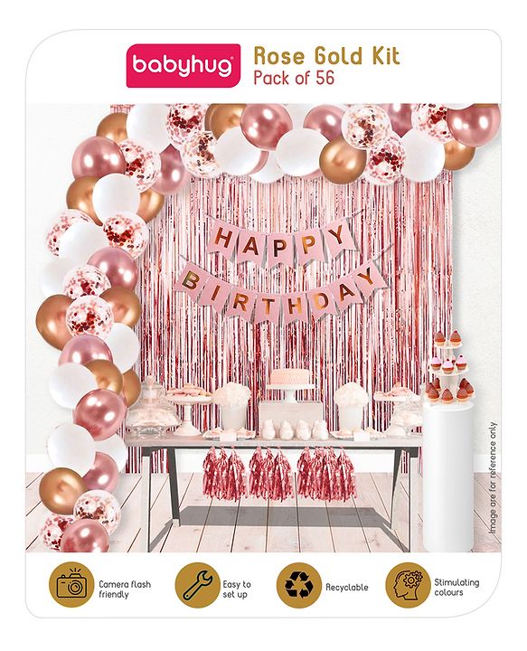 Babyhug Birthday Decor Kit Rose Gold - Pack Of 56