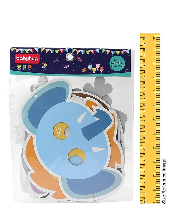 Babyhug Animal Face Mask Set - 12 Piecesm |  Animal-Themed Designs |  Fun Party & Role-Play Accessory for Kids | Paper Masks.