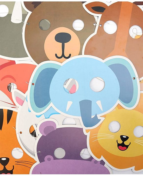 Babyhug Animal Face Mask Set - 12 Piecesm |  Animal-Themed Designs |  Fun Party & Role-Play Accessory for Kids | Paper Masks.