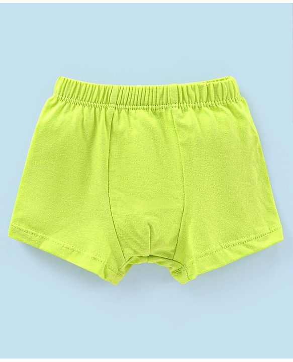Babyhug 100% Cotton Striped & Car Printed Briefs Pack of 3 -Green & White