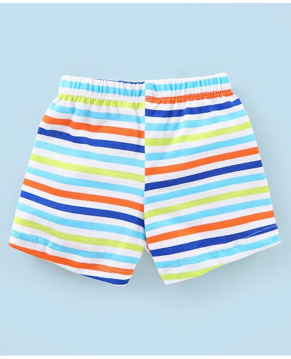 Babyhug 100% Cotton Striped & Car Printed Briefs Pack of 3 -Green & White