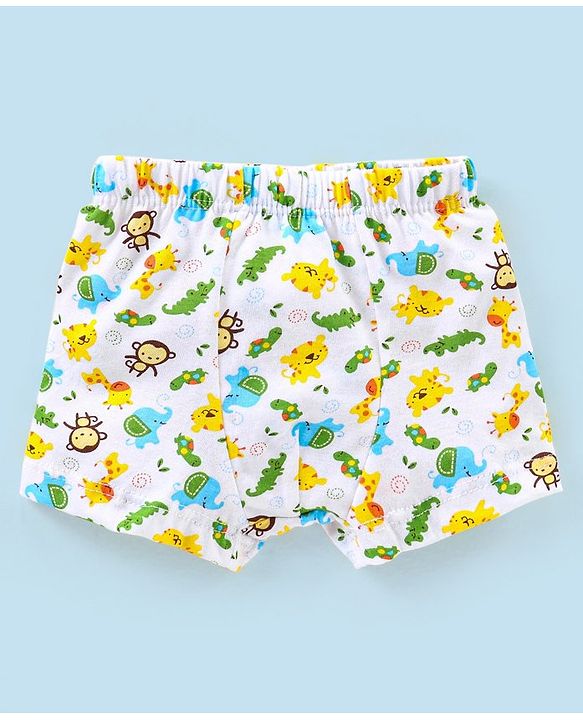 Babyhug 100% Cotton Striped & Wild Animals Printed Briefs Pack of 3 - Grey & Orange