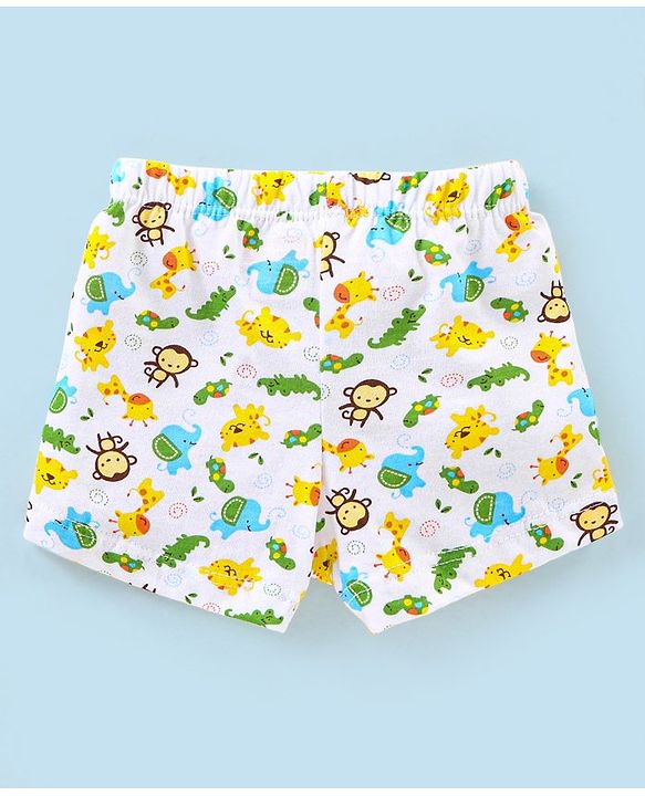 Babyhug 100% Cotton Striped & Wild Animals Printed Briefs Pack of 3 - Grey & Orange