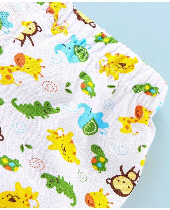 Babyhug 100% Cotton Striped & Wild Animals Printed Briefs Pack of 3 - Grey & Orange