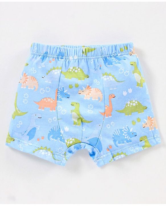 Babyhug 100% Cotton Briefs Stripes & Dino Print Pack of 3- Orange & Blue