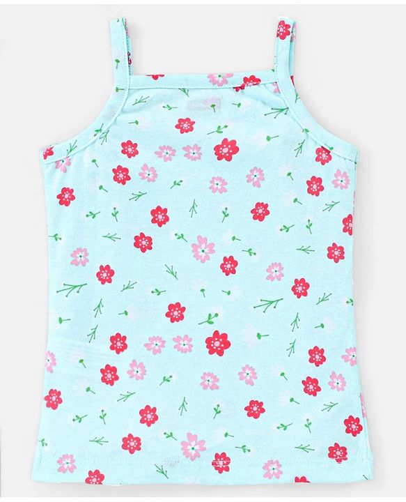 Babyhug 100% Cotton Sleeveless Stripe & Floral Printed Slips Pack of 3 - Pink & Mint Green