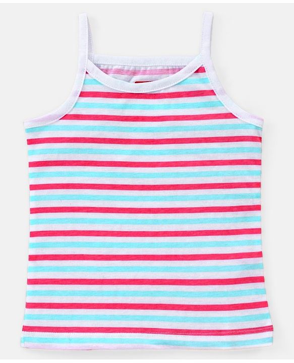 Babyhug 100% Cotton Sleeveless Stripe & Floral Printed Slips Pack of 3 - Pink & Mint Green