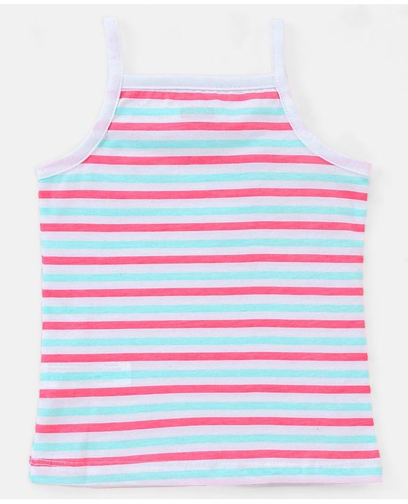 Babyhug 100% Cotton Sleeveless Stripe & Floral Printed Slips Pack of 3 - Pink & Mint Green
