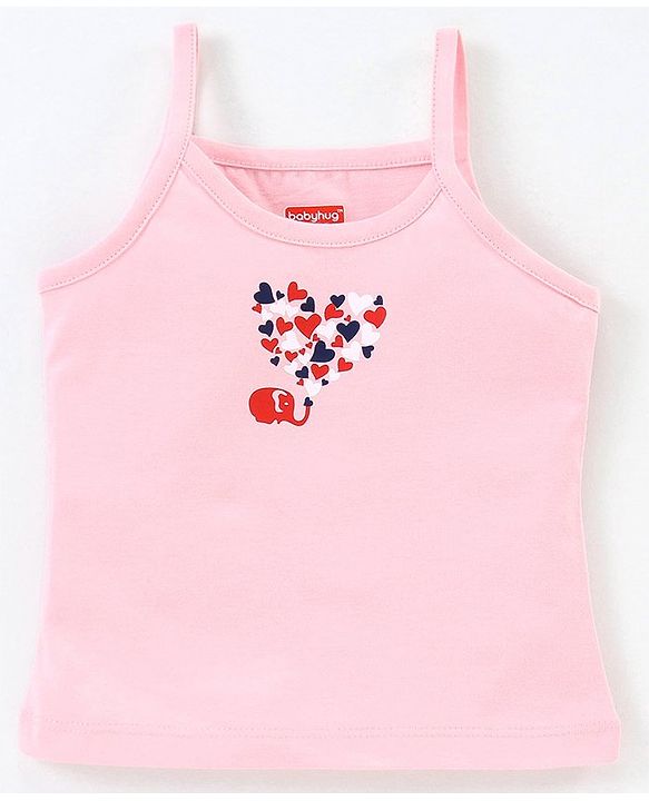 Babyhug 100% Cotton Sleeveless Floral Print & Striped Slips Pack of 3 - Red Black & Pink