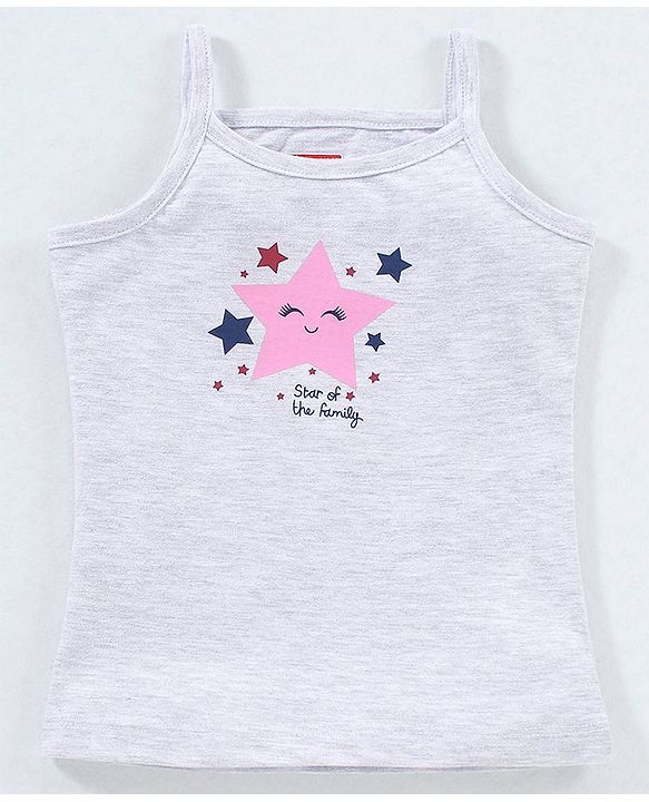 Babyhug 100% Cotton Singlet Slips Stripes & Printed Pack Of 3 - Grey Blue & Pink