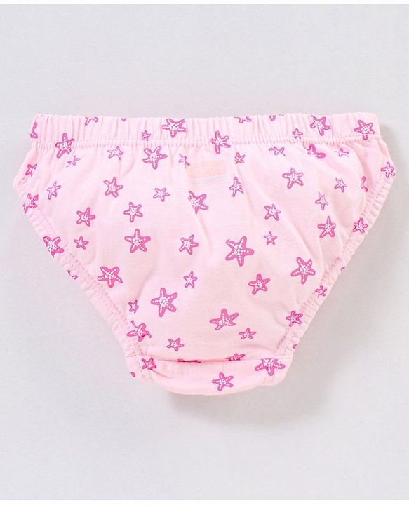 Babyhug 100% Cotton Floral & Star Fish Printed Panties Pack of 3 - Purple & Sea Green