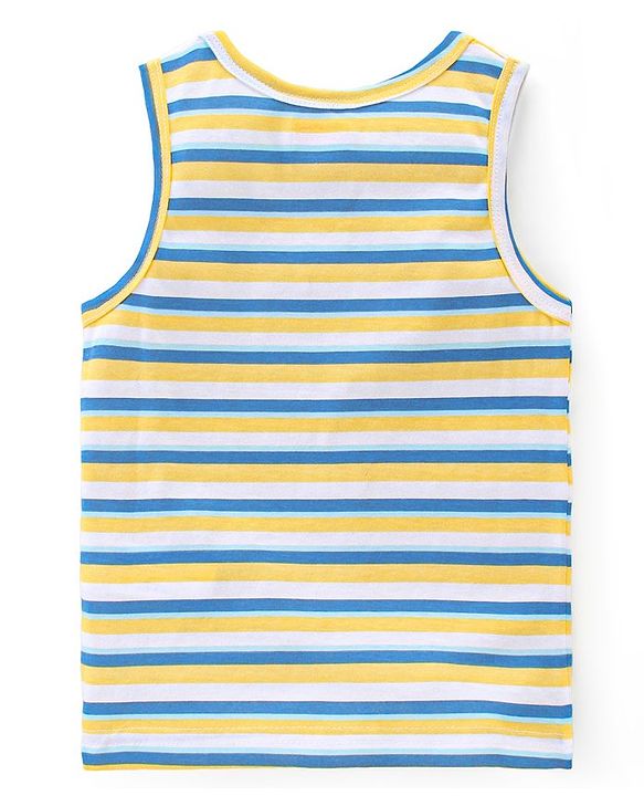 Babyhug 100 % Cotton Sando Vests Stars & Bear Print Pack of 5- Blue & Orange
