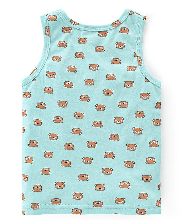 Babyhug 100 % Cotton Sando Vests Stars & Bear Print Pack of 5- Blue & Orange
