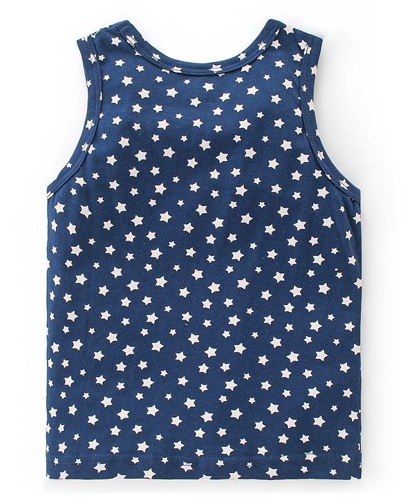 Babyhug 100 % Cotton Sando Vests Stars & Bear Print Pack of 5- Blue & Orange