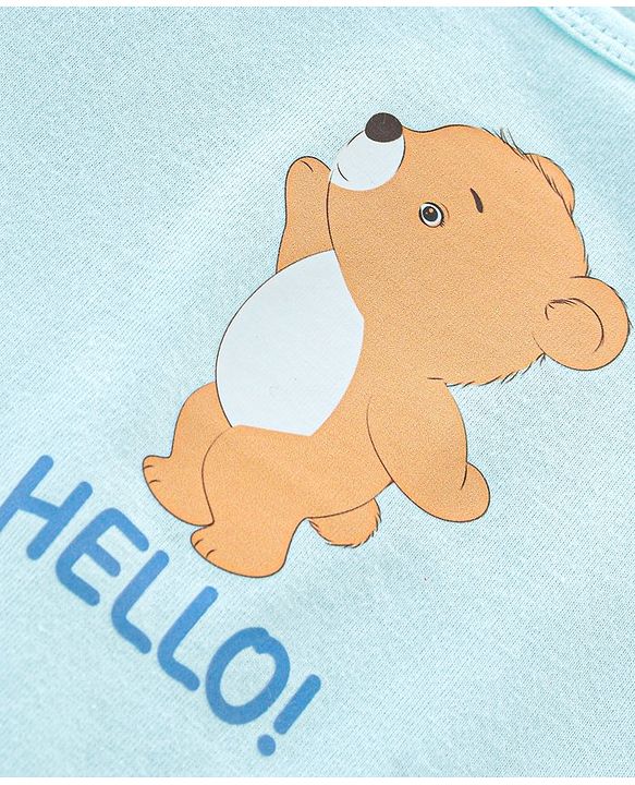 Babyhug 100 % Cotton Sando Vests Stars & Bear Print Pack of 5- Blue & Orange