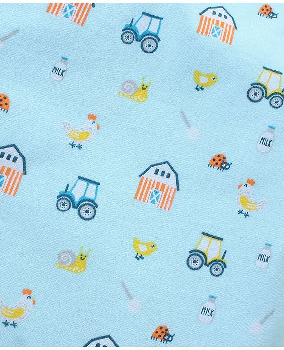 Babyhug 100% Cotton Sando Vests Stripes & House Print Pack of 3 - Orange Blue & Green