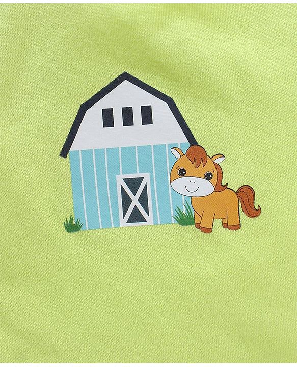 Babyhug 100% Cotton Sando Vests Stripes & House Print Pack of 3 - Orange Blue & Green