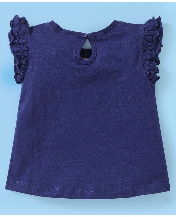Babyhug 100% Cotton Half Sleeves Top & Skirt Butterfly Sequins Pattern  - Navy & Pink