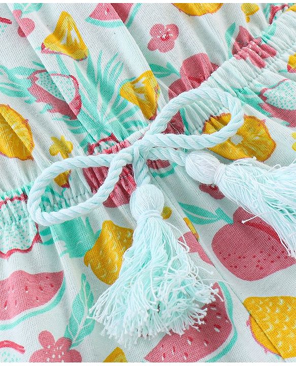 Babyhug 100% Cotton Knitted Sleeveless Jumpsuit Pineapple Print - Mint