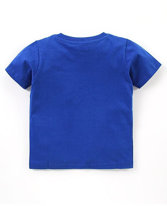 Babyhug Cotton Half Sleeves T-Shirt With Dino Print- Navy Blue