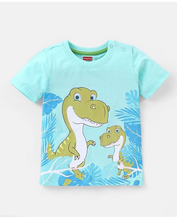Babyhug Cotton Jersey Half Sleeves T-Shirt Dino Print - Blue