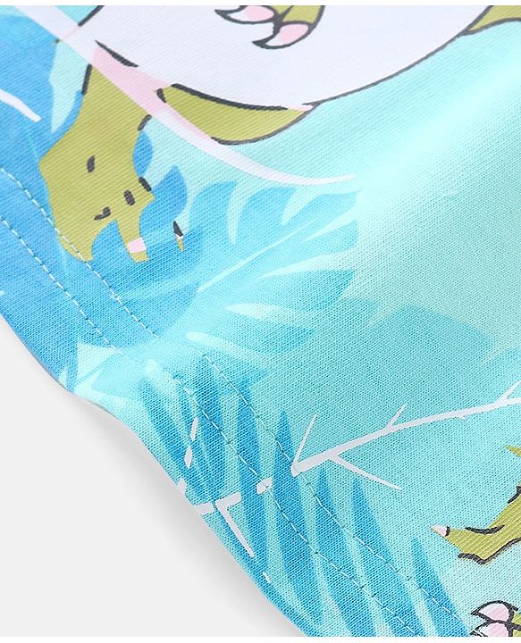Babyhug Cotton Jersey Half Sleeves T-Shirt Dino Print - Blue
