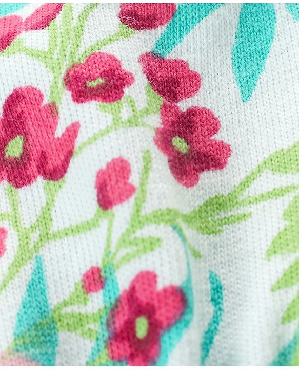 Babyhug 100% Cotton Knit Sleeveless Jumpsuit Floral Print - Mint