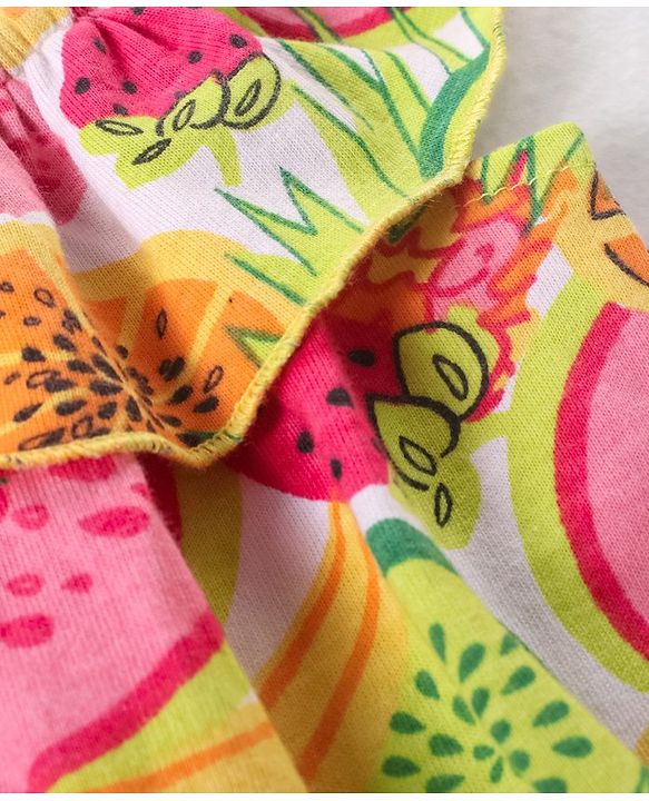 Babyhug 100% Cotton Knit Sleeveless Jumpsuit Fruit Print - Pink