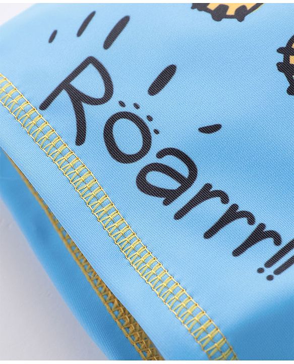 Babyhug Quick Dry Swimming Trunk With Cap Tiger Print- Blue