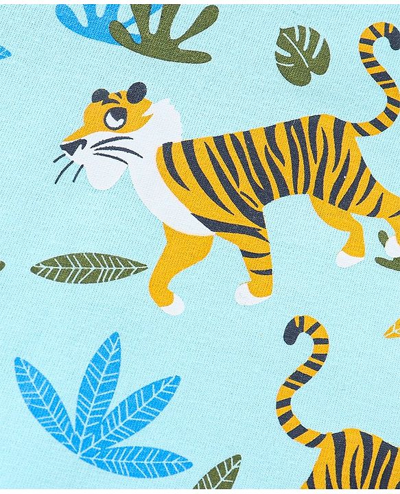 Babyhug Cotton Knit Half Sleeves Tiger Printed T-Shirts Pack of 3 - Navy Blue & Yellow