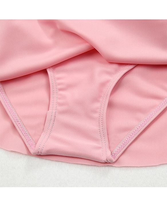 Babyhug Half Sleeves Frock Swimsuit Striped - Pink