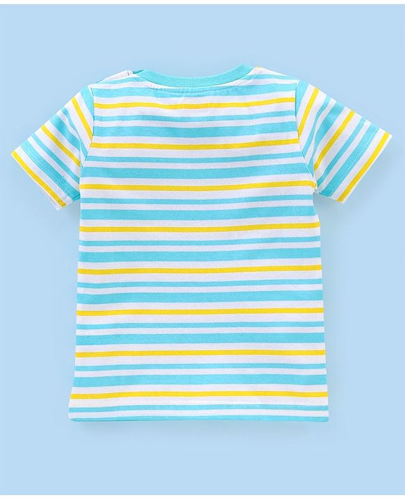 Babyhug Cotton Half Sleeves T-Shirts Dino Print Pack of 3 - Blue & Green